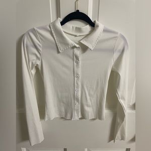 White Long Sleeve Polo size small